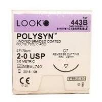 SURGICAL SPECIALTIES LOOK™ DENTAL SUTURES - 	2/0 PolySyn™ Suture, Undyed Braided, 27"/70cm, C7, 24mm 3/8 Circle, 12/bx